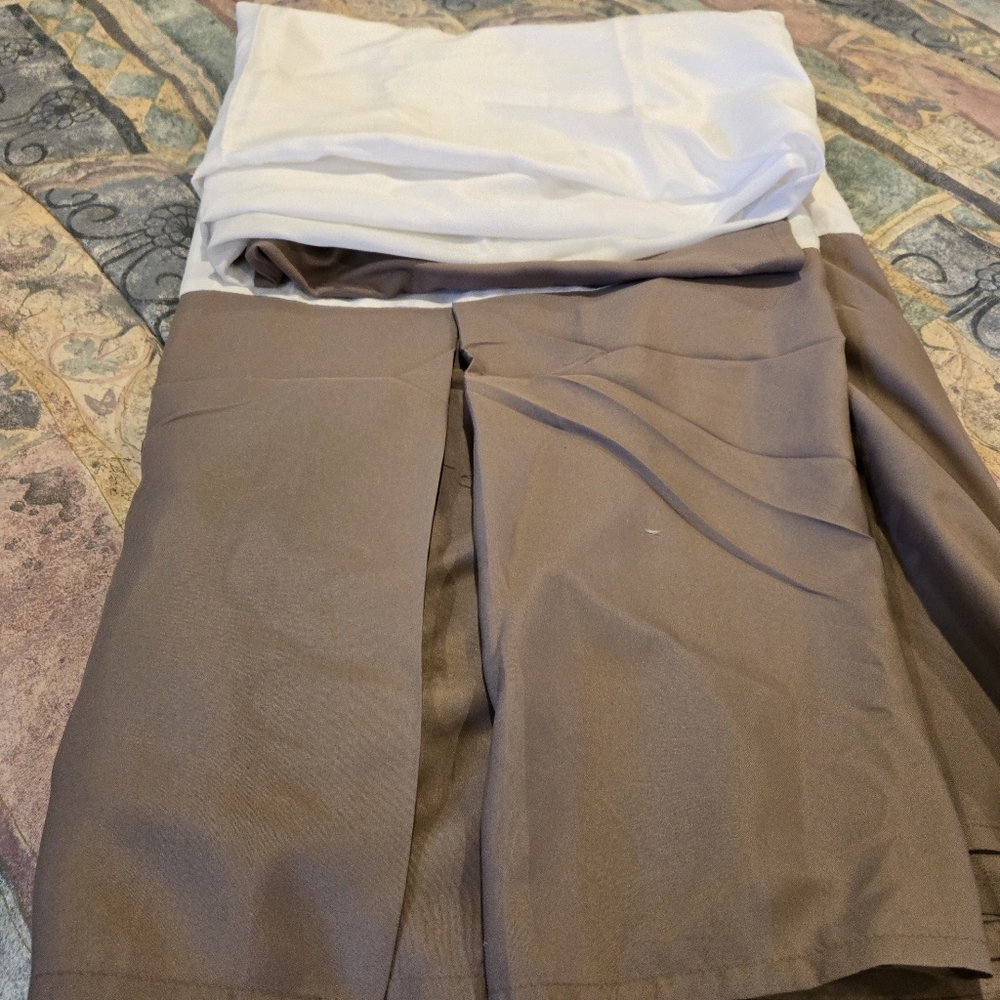 King Bedskirt with 2 Pillow Shams – Taupe, 100% Polyester, New Without Tags
